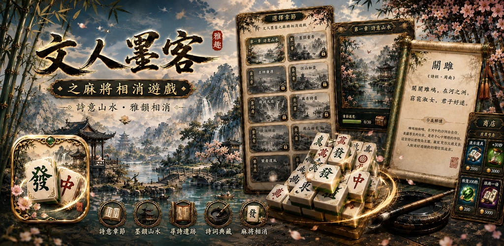 文人墨客之麻將相消遊戲主視覺